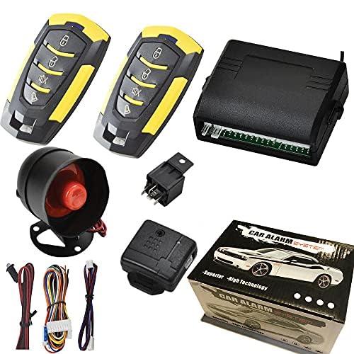 Riloer Car Remote Central Locking Kit, Universal Car Alarm System, Wireless Car Alarm Security System Protection Anti-theft System Keyless Entry with 2 Remote Controls Siren