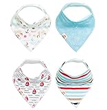 Natemia Cute Baby Bandana Drool Bibs - 4 - Pack Set with Snaps! Soft and Absorbent - Perfect Baby Gift Set for Drooling, Feeding and Teething