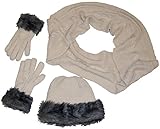 N'Ice Caps Womens Cable Knit Hat/Infinity Scarf/Glove 3PC Set