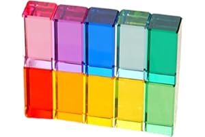 Milageto 10x Rainbow Building Blocks Learning Toys Rectangle Learn Color Stacking Toy Acrylic Strip Blocks for Boys Girls Kid
