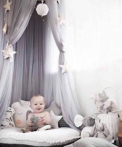 Mosquito Net Bed Canopy Play Tent Bedding for Kids Playing Reading with Children Round Lace Dome Netting Curtains, Baby Boys and Girls Games House