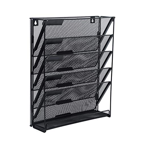 Samstar 6-Tier Wall File Organizer - Vertical Mesh File Rack For Office & Home Organization, Black