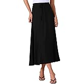 Allegra K Women's Casual Long Skirts Elastic Waist Drawstring Stretchy A-Line Flare Flowy Maxi Skirt