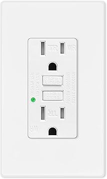Greencycle 1 Pack Gfci Outlet 15 Amp Tamper Resistant And Weather Resistant Receptacle Indoor Or Outdoor Use Socket With Led Indicator Decor Wall Plates And Screws Included Etl Listed White Amazon Com