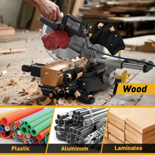 10-inch Sliding Compound Miter Saw, 5000RPM, 15 Amp, Single Bevel 0-45° with photo 10