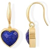 Gempires Heart Drop Earrings for Women – Gold Plated Dangle Gemstone Jewellery | Lightweight, Handmade, Hypoallergenic Gifts