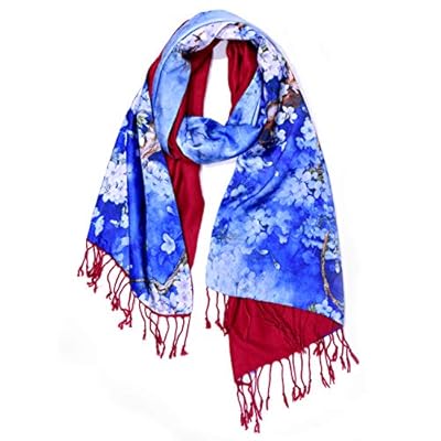 Women's Winter Scarf Tassel Poppies Scarfs Warm Cozy Shawl Scarves for Remembrance Xmas Veterans Day Gift