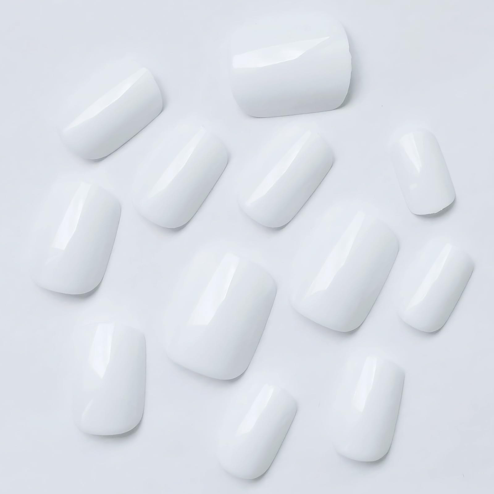LoveOurHome Square Press-On Nails, 360pcs, Short, White, ABS, Full Cover, Glossy, False Nails & Glue for Women/Girls - Image 5