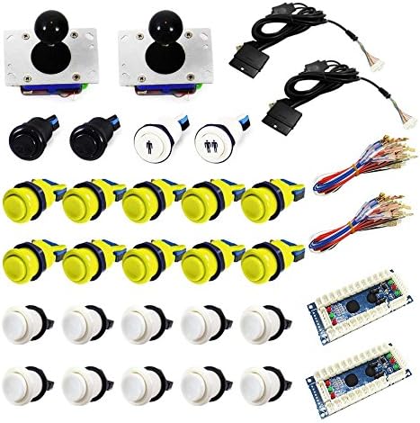 DIY Arcade USB Arcade 2 player kit for PC / MAC / PS3 / MAME (Yellow White bundle)