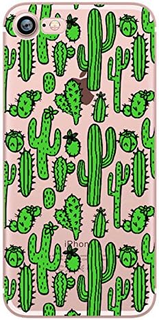 Kiss Lips Pineapple Unicorn Flamingo Cactus iPhone X Case, Apple iPhone 8 Cover Case,Soft Clear Cover Case for iPhone X 7 7S 8 8 Plus (Cactus, for iphone x)