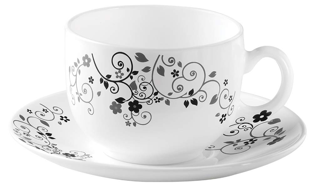 Buy LaOpala Diva Iris L Mystrio Black Cup Saucer Set of 6 (White