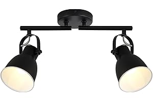 KEESFU Farmhouse Lighting Wall Mount, 2 Light Track Lighting Fixtures Ceiling, Black Kitchen Track for Kitchen and Dining Room.
