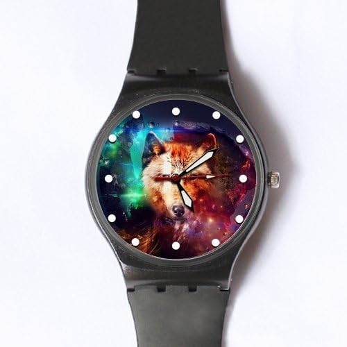 Mothers/Girlfriends Gifts Personlaized Colorful Galaxy Wolf 100% Plastic Quartz Watch