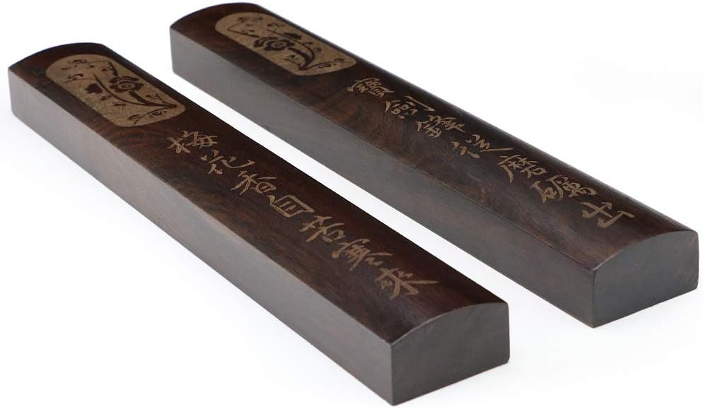 Wancetang Calligraphy Wooden Paperweight Chinese Calligraphy Painting/Writing Black Catalpa paperweights Set of 2