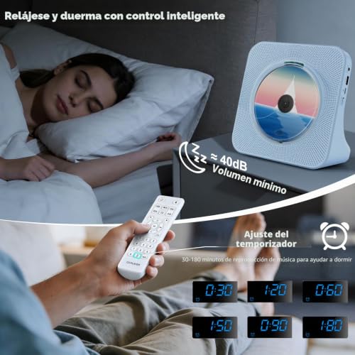 Portable CD Player for Children, Bluetooth CD Player and Home HiFi Speakers, Home CD Player Compatible with USB/FM Radio/Headphone Jack/Off Timer (Non-Rechargeable)