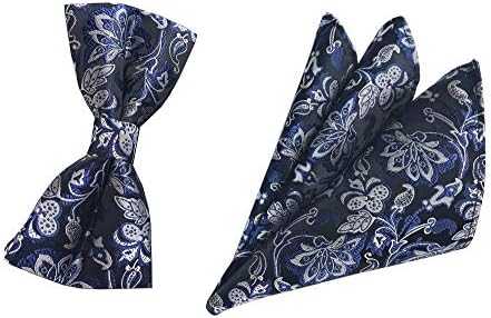 Men Big Boys Polka Dot Paisley Bow Ties Stripe Check Pre-Tied Bowties Pocket Square Set