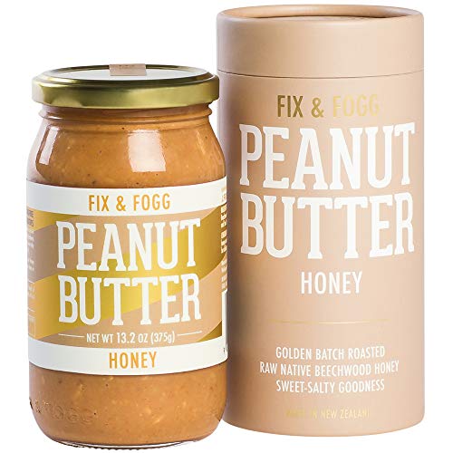 Gourmet Honey peanut butter. Handmade in New Zealand. All natural and Non-GMO from Fix & Fogg with Organic Honey. Keto friendly. Superior tasting peanut butter in a beautiful canister (13.2 oz)