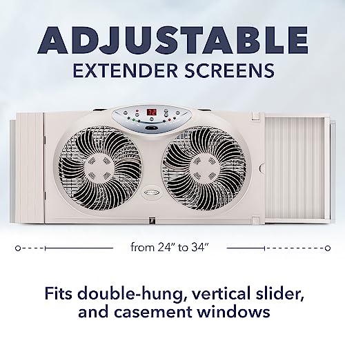BIONAIRE Premium Digital 8.5" Twin Window Fan, Reversible Airflow