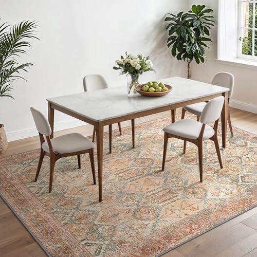 BEIMO Vintage Salon Rug, Room Rugs, Essential Living Room Rug, Non-Slip Washable, Large Persian Rugs for Living Room, Red Brick Color, 200 x 290 cm