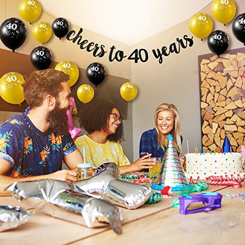 Gejoy-Black-Cheers-to-40-Years-Banner-40-Years-Old-Birthday-Banner-and-40-Pieces-Birthday-Balloons-for-40th-Birthday-Celebration-Party-Decorations