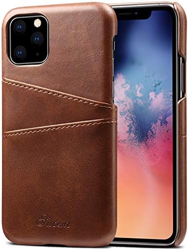 iPhone 11 Pro Max Leather Case SAVYOU Full Grain Wallet Snap On Credit Card Holder Case Soft Slim Back Cover for iPhone 11 Pro Max 6.5 inch Brown
