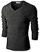 Doublju Mens V-Neck T-shirts with Long Sleeve