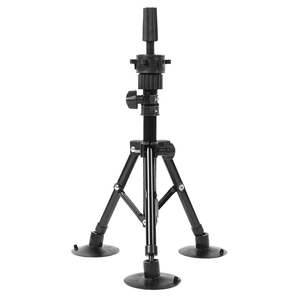Sonew Wig Tripod, Mannequin Head Stand Tripod for Hairdressing Extensions Training, Wigs Accessories Stand Bracket Black