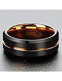Mens Wedding Rings Band Tungsten Carbide Ring for Women Engagement Band 6mm 8mm Comfort Fit Engraved ‘I Love You’