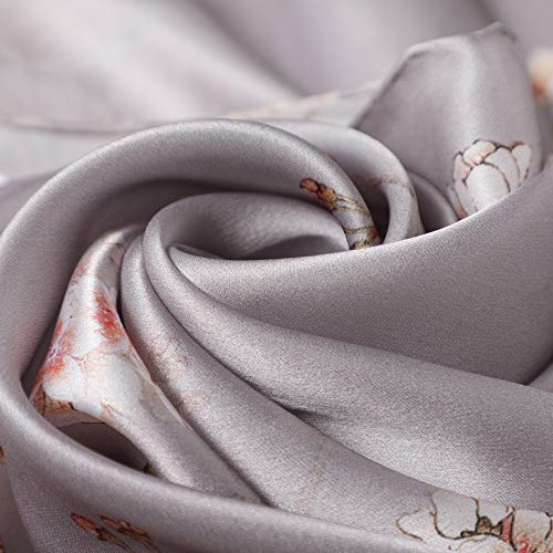 Women's Mulberry Silk Scarf Fashion Floral Sunscreen Shawls Wraps Scarves (YuDi10) - Thumbnail 4