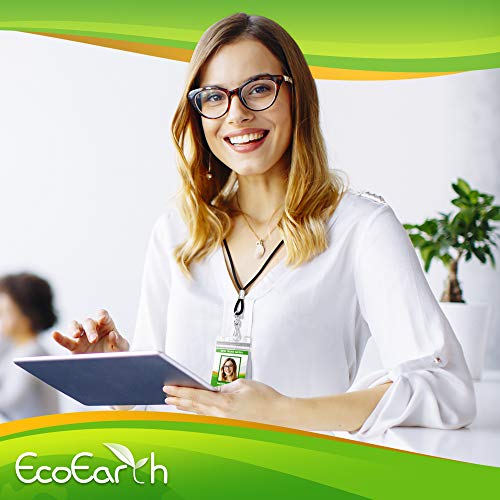 EcoEarth Lanyard with Vertical ID Badge Holder (Black, 3.5 x 2.25", 5 Pack), Resealable Clear Tag and Lanyards, Lanyard ID Card Holder Bulk, Name Badge Lanyard Set, Plastic Badge Holder with Zipper