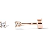 PAVOI 14K Gold Plated Solid 925 Sterling Silver Post Cubic Zirconia Stud Flat Back Earrings for Women | Cartilage Earring | Helix Piercing Jewelry | Small Stud Earrings for Women