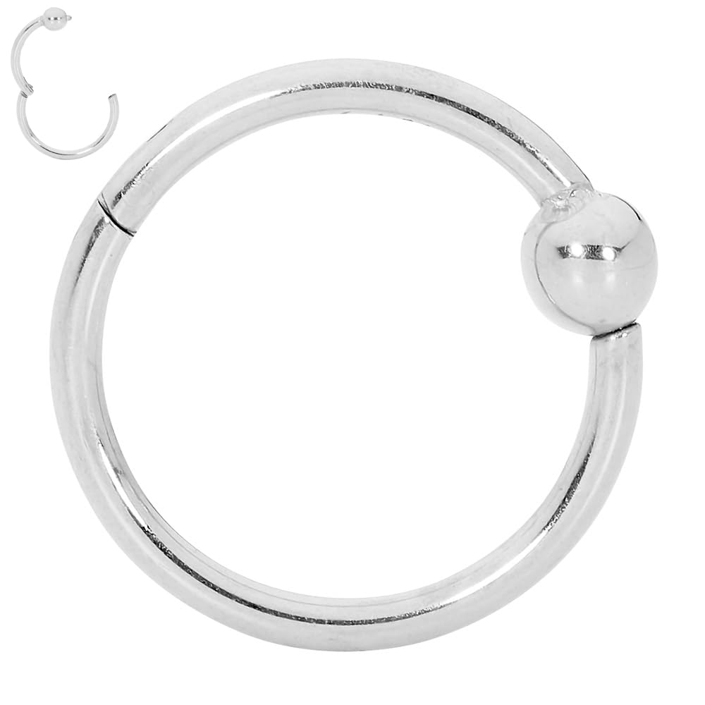 365 SLEEPERS Surgical Steel 20G 18G 16G 14G 6mm - 10mm BCR Ball Closure Septum Hinged Segment Nose Lip Ring Hoop Sleeper Earrings Body Piercing Jewellery (18G 6mm)