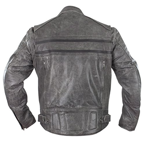 Xelement BXU1993 Sigma Mens Distressed Grey Leather Motorcycle Jacket