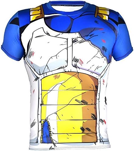 Global Fitness Authority Dragon Ball Z Mens Compression Shirt Saiyan Battle Armor Anime Gym Tshirt