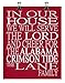 In Our House We Will Serve The Lord And Cheer for The Alabama Crimson Tide Personalized Family Name Christian Print - Perfect Gift, college sports art - multiple sizes