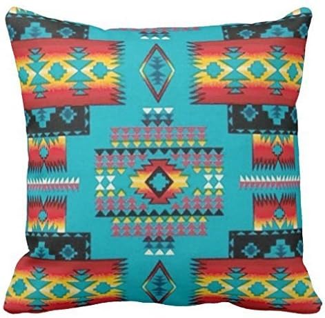 GOOESING Native American Indian, Western Turquoise Print Pillow Case
