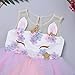 KABETY Baby Girl Unicorn Costume Pageant Flower Princess Party Dress with Headband (110cm, Pink)