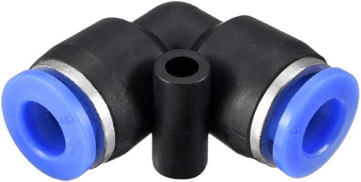 sourcing map Plastic Elbow Push to Connect Tube Fitting 6mm Tube OD Pneumatic Air Push Fit Lock Fitting Blue 15pcs