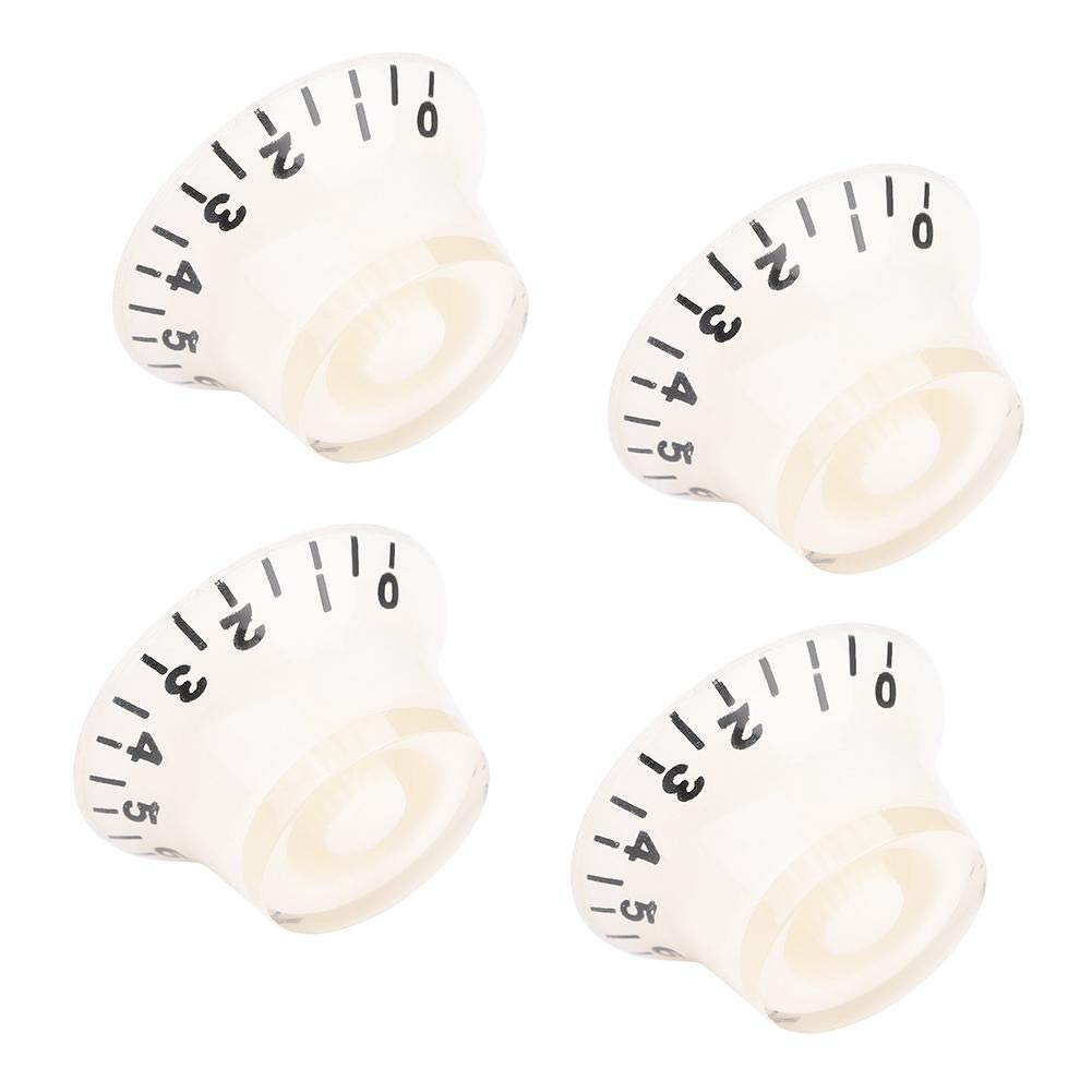 Guitar Control Knobs Set, Volume, Tone, Speed Knobs for Electric Guitar (White + Black), 4pc Electric Guitar Parts for Guitarists in Studio, Live Performances, or Home Practice