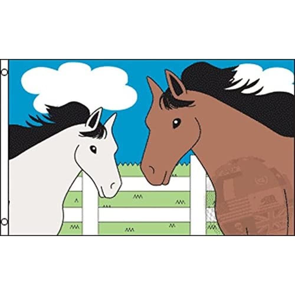 AZ FLAG - Two Horses Flag - 3x5 Ft - 100D Polyester With Horse Banner with Two Metal Grommets - Fade Resistant - Vivid Colors - 3' x 5' Feet - 150x90 Cm
