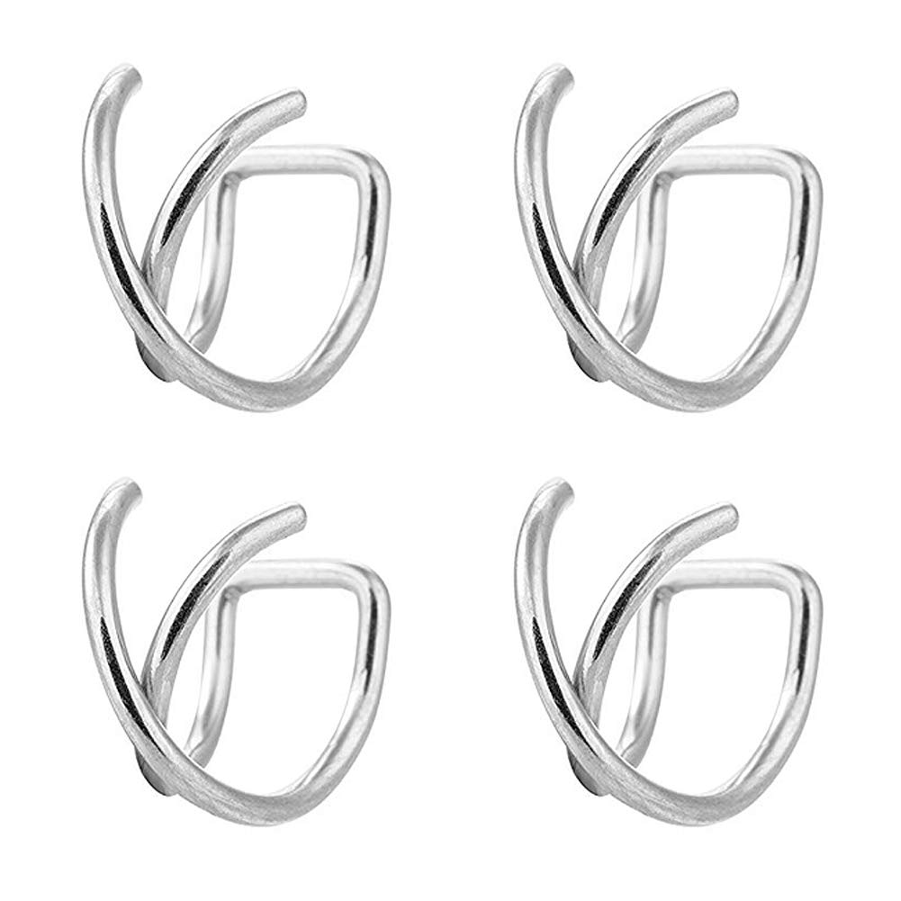 AVYRING Ear Cuff Earrings For Women Girls Fake Nose Septum Rings Non Piercing Jewelry Fake Helix Cartilage Earring Set 4PCS - Black