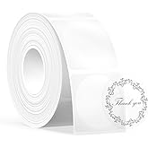 SUPVAN T50M Series Label Maker Tape, Black on Transparent Round Size Φ 1.18'' 210 Labels/Roll Genuine Laminated Thermal Label Tape Refill, Waterproof Oilproof Adhesive Auto Detect Labels