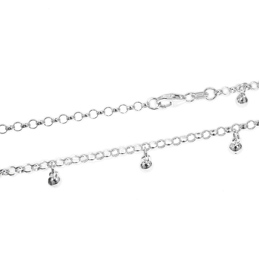 NKlaus 925 sterling silver anklet 25cm pea chain with 9 ball chain ladies 1865