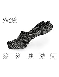Pembrook No Show - 6 pares de calcetines de corte bajo - Hilo mareado - Ideal para bajo perfil bajo bajo bajo bajo el estilo del tobillo - Hombres Mujeres