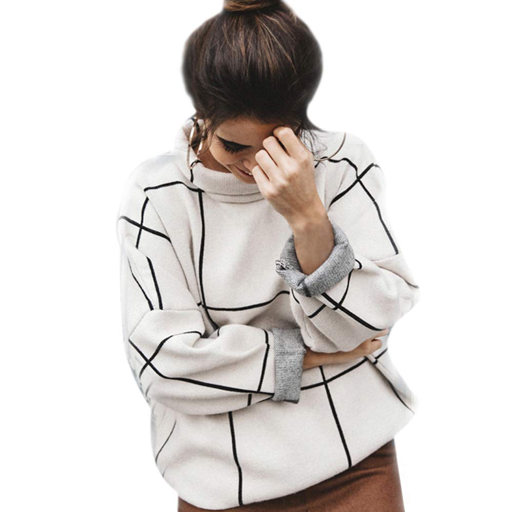 grid turtleneck sweater dress