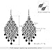 D EXCEED Gift Idea Jet Black Crystal Dangle Drop Earrings Chandelier Charm Ear Accessory for Women and Ladies Pewter