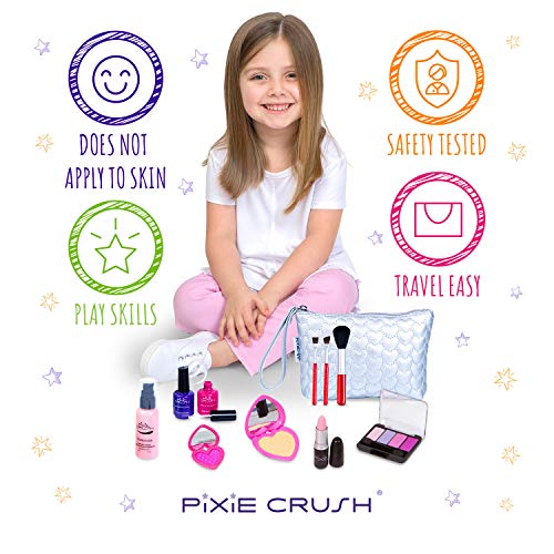 PixieCrush Pretend Play Makeup Kit. Designer Girls Love Set Heart Bag