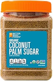 BetterBody Foods Organic Coconut Palm Sugar, Gluten-Free, Non-GMO, Low Glycemic Sugar Substitute, 1.5 lbs,24 O