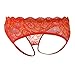 G.romtic Open Back Lace Panty Floral Lace Lingerie Underwear for Women One Size 24.4-30.7inch (Red)