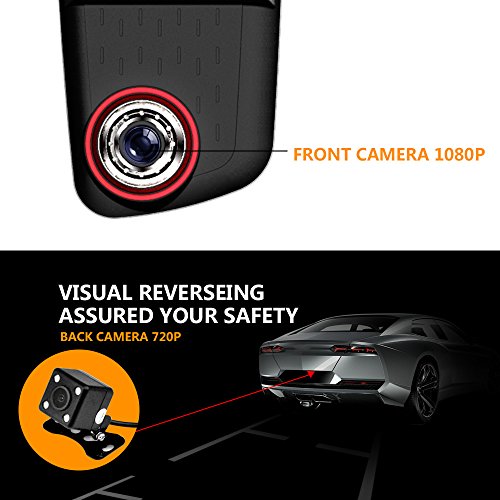 MERRILL Rear View Mirror Dash Cam 5.0" LCD 1080p 170° Wide Angle Dual Cameras with G-sensor, Parking Monitor, Night Vision, 16GB SD Card